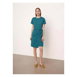 Vince Womens Pima Cotton Side Tie Wrap T-Shirt Dress Teal Green Large V757151608